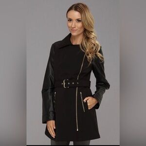 Michael Kors Black Trench Coat with Gold Accents